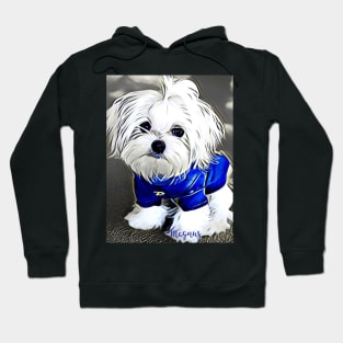 Maltese Artwork, Maltese art, dog art, dog portrait, Magnus the cute, Cute white dog, white dog decor, maltese merchandise Hoodie